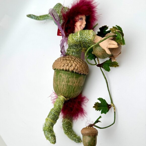 Vintage Christmas Traditions By Aldik Elf Posable Acorn Belt Fairy - Picture 8 of 9